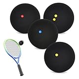 PONGH Squash Bälle 4 Stück 4 Geschwindigkeit Sport Squash Ball Progression Squashbälle Roter Punkt Blauer Punkt Gelber Punkt und Doppelter Gelber Punkt für Anfänger Wettbewerb und Training
