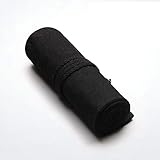 Stifterolle Leder, 12–72 Löcher Stifteetui zum Aufrollen - Schwarze Federtasche aus Leinen Schlamperrolle, Stifteetui Federmäppchen für Buntstifte, Pinsel, Geschenk für Schüler (48 Löcher)