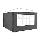 Relaxdays Seitenwände für Pavillon, 2er Set, HxB 2x3 m, Pavillonwand mit Fenster, wasserdicht, Seitenteile, grau