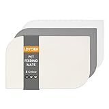 LDYOEN Napfunterlage Hund Katzen - rutschfest Napfunterlage für Hundenapf Katzennapf - Hunde Katzen Futtermatte aus Silikon - Fressnapf Unterlage Groß 48x30cm - Beige