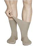 vitsocks Herren Diabetikersocken extra weit ohne Gummi Bund Socken (3 PAAR) geschwollene Füße Baumwolle, beige, 42-43