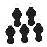 Happyyami 5Stücke Teiliges Neopren Lippenstift Schutzcover mit Schlüsselanhänger Halter für Lippenbalsam Rucksack Handtasche oder Schlüsselbund Langlebig und Praktisch