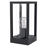 EGLO Außen Sockellampe Cascinetta, 1 flammige Außenleuchte Vintage, Retro, Sockelleuchte aus Aluminium-Guss in Schwarz und Glas in Klar, Außenlampe mit E27 Fassung, IP44