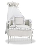 Generisch Babyhafen Beistellbett 3in1 Babybett Komplettbett Royal Grau, Spitze-Weiß Stubenbett