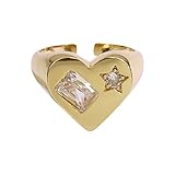 Ringe Kristall Mädchen süßes Herz verstellbarer Ring kreative Ringe trendige Ornamente Vintage Ringe Frauen Schmuck