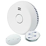 UNITEC Rauchwarnmelder mit Magnethalterung, Montage ohne Werkzeug und Bohren, mit starken 3M Klebepads für sicheren Halt, mit LED-Funktionsanzeige, Alarm bei Rauchentwicklung mit 85 dB