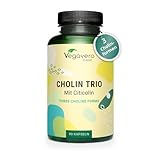 Cholin Kapseln | Einzigartig: 3 Formen | Bitartrat, Citicolin & Phosphatidylcholin | Leber - Fettstoffwechsel* | Laborgeprüft | Ohne Zusätze | Von Vegavero®