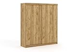 Krudox LEX Craft Gold Schiebetürenschrank Kleiderschrank 203x216x62 cm - Schlafzimmermöbel, Aufbewahrung – Mehrzweckschrank mit 4 Kleiderstangen
