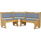 k koma Polster Eckbank Kiefer Holz, Alder Farbe mit Polsterung Grau MASSIVHOLZ NEU Grau Hell (100 x 160)