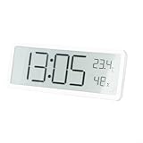 UTTASU Digitale Wanduhr, batteriebetrieben, moderne, leise Kinderuhr, LCD-Digitaluhren, Uhrzeit, Temperatur, Luftfeuchtigkeit, elektronische Schreibtischuhr für Schlafzimmer, Wohnzimmer, Büro (weiß)