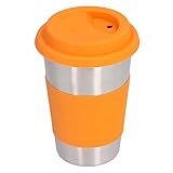 304 Edelstahl -Tasse Metalltrinkbecher mit Hitzeisolierung Silikonarm für Kinder Schulhaus in Kids School (Orange cup set)