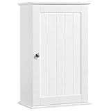 Yaheetech Hängeschrank, Wandschrank mit Einer Tür, Badschrank, Küchenschrank, Medizinschrank in Weiß, 35 x 21 x 55 cm