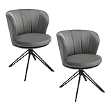 WOLTU Esszimmerstühle 2er Set, Esszimmersessel 360° Drehbar, Küchenstühle aus Samt, Relaxsessel mit Armlehne, Schminkstühle ergonomisch stilvoll, 150 kg belastbar Dunkelgrau