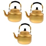 Alipis 3 Stück kleiner Wasserkocher aus Aluminium Teekessel vintage wasserkocher retro wasserkocher Kaffeekanne Teehaus-Wasserkocher Haushalts Teakettle Aluminiumlegierung Golden