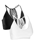 Basic Treasure 2er Pack BH Seamless Damen Ultra Komfort Bustier mit Spitze, Pads und Racerback, BH Ohne Bügel (S/M, Schwarz/Weiß)