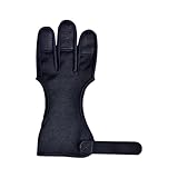 3 Finger Traditioneller Schießhandschuh,Finger Schießen Jagd Handschuhe Verstellbarer Rutschfester Bogenschießen Handschuhe Fingerschutz für Kinder Jugend Erwachsen Anfänger Schießen (01)