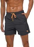 donhobo Badeshorts für Herren Schnelltrocknend Schwimmhose Badehose Jungen Strand Surf Freizeit Schwimmen Laufen Board Shorts (Dunkelgrau, S)