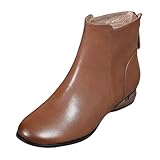 Lederstiefel Damen Kurze Stiefel Halbstiefel - Round Toe Stiefeletten Vintage Cowboystiefel Seitlicher ReißVerschluss Kurzstiefel Chelsea Stiefel Rutschfest Schlupfstiefel Westernstiefel Damenstiefel