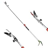FLORA GUARD Teleskop Astschere,110 cm – 166 cm, ausziehbar – leicht und robust, Obstpflücker mit rotierendem Klingenkopf, leichter ausziehbarer Aluminiumgriff für Astschneider
