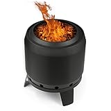 LANDMANN rauchfreier Feuerkorb, klein | 360° Luftzirkulation | Besonderes Flammenspiel | Pulverbeschichteter Stahl | Ideal für gemütliche Abende | Inkl. Schürhaken [52,5 x 51,5 x 57 cm - 14,8 kg]