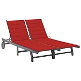 Snsowed 2-Personen-Sonnenliege mit Auflage Grau Akazie Massivholz, Gartenliege, Liegestuhl, Sonnenstuhl, Sonneninsel Outdoor, Liegen, Gartenmöbel, Bäderliege, Relaxliege - 3061395