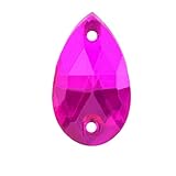 NingPower 70 Stück Tropfenförmige Glas Strasssteine 2 Löcher, Flache Rückseite Künstlicher Kristall Edelsteine, Geeignet für Kunsthandwerk Projekte, Aufnähen, 7mm × 12mm, Rosenrot