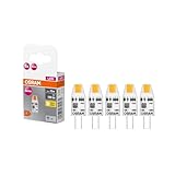 OSRAM LED BASE PIN MICRO, Vorteilspack mit 5 Niedervolt Leuchtmittel, ersetzt herkömmliche 10W PIN Speziallampen, warmweiß (2700K), 1W, G4 Sockel, mattes Glas, nicht dimmbar, ultrakompakt