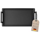 Lieblingspfanne Teppanyaki Grillplatte 41x24 cm I mit Seitengriffen I glatte antihaftbeschichtete Plancha aus Aluminium Guss für alle Herdarten inkl. Induktion & Backofen