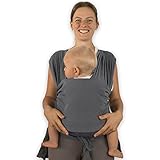 Tragetuch Baby ohne Binden, elastisches Tragetuch leichtes Anziehen, Babytrage Neugeborene ab Geburt, Tragetuch Baby neugeboren, Babytragetuch ab Geburt, Babyzubehör, Baby Tragesystem (Dunkelgrau)