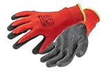 Högert Technik RODER latexbeschichtete Schutzhandschuhe rot/schwarz Größe 11, hohe Abriebfestigkeit, flexibler Grip, ideal für präzise Montage- und Wartungsarbeiten