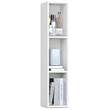 VASAGLE Custos Kollektion - Bücherregal, 3-stöckiges Regal, offenes Aufbewahrungsregal, 24 x 20 x 94,8 cm, für Wohnzimmer, Homeoffice, Schlafzimmer, wolkenweiß LBC523W01