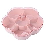 Cabilock Kreative Blumentyp Süßigkeitenbox Kunststoff Snack Aufbewahrung Tablett Doppellagige Snacks Partition Manager Behälter Getrocknete Obstplatte für Zuhause Hochzeit Weihnachten Party (Rosa)