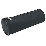 Waytex 931280 Federmäppchen, rund, 21 cm, Durchmesser 7,5 cm, Textil, Schwarz, einfarbig