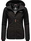 MARIKOO leicht gefütterte Damen Übergangsjacke kurz Outdoor-Jacke mit Jersey-Innenfutter und großer Kapuze Brombeere Black Gr. 3XL