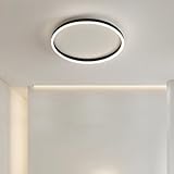 BBWO LED Deckenleuchte Schlafzimmerlampe Ring Metall Deckenlampe Mit Fernbedienung Dimmbar Acryl Deckenbeleuchtung Wohnzimmerlampe Kinderzimmer Lampe Esszimmer Bad Flur Gang beleuchtung 51cm(Schwarz)