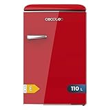 Cecotec Mini Retro Kühlschrank mit 110 L Bolero CoolMarket TT Origin 110 Rot E. Mini-Kühlschrank, Klasse E, ICEBOX, LED-Innenbeleuchtung, Chromgriff, Glasablagen, Flaschenöffner, Rot.