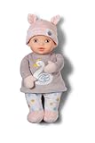 BABY born for Babies Sweetie Mauve, weiche 30 cm Puppe mit grauem Stoffkörper und integrierter Rassel, 838723 Zapf Creation
