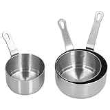 Topf 3er Set Stielkasserolle aus Edelstahl, vielseitige Kasserolle für Dips, Snacks und Dessertsoßen, stapelbar, für Zuhause und Gastronomie (Originalfarbe)