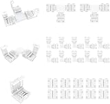 REDTRON LED Strip Verbinder, 22 Stück 4 polig 10mm Lötfreier LED Eckverbinder für RGB SMD 5050/3528 LED Streifen, L-, T-förmige