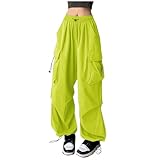 Damenhose, Business-Hose, Interview, luftig, elastische Taille, Kompression, Champagner, Damenhose, erweiterbare Taille, Jogger, Resort, Date, Jogger, Cargo-Flare für Frauen, lichtgrün, XL