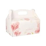 Papstar Gebäckkartons / Cupcake Box mit Tragegriff (20 Stück), eckig, rosé mit hübschem Neutraldruck, 20 x 13 x 9 cm, aus 350 gr/m² starker Pappe, #18851