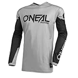 O'NEAL | Motocross-Trikot | Enduro MX | Atmungsaktives Material, gepolsterter Ellenbogenschutz, Passform für maximale Bewegungsfreiheit | Element Jersey Threat | Erwachsene | Grau Schwarz | Größe XL