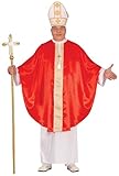 FIESTAS GUIRCA Papst Karneval Kostüm Herren – Rotes Kardinalkostüm mit Papsthut – Bischof Herren Kostüm Karneval Fasching Größe XL 54-56