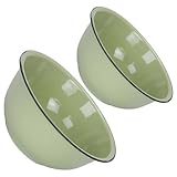 SAFIGLE 2 Stück Retro Emaille Schüssel Dickwandige Grüne Küchenschüsseln Vielseitig als Suppen Salatschüssel Langlebig Lebensmittelecht Praktisches Haushaltsgeschirr