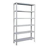 SCHULTE Regalwelt Steck- Büroregal mit 6 PowerMAX Fachböden, 65 kg Tragkraft, 200x100x30 cm (HxBxT), weiß, Lagerregal, Werkstattregal, Kellerregal, Garagenregal, Metallregal