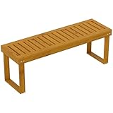 Outsunny 2 Sitzer Gartenbank 2 Sitzer Holzbank Lattenrost Sitz 300 kg Terrassenbank Terrasse 120x34x43 cm Teak