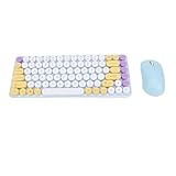 Sxhlseller 85-Tasten-Retro-Funktastatur- und Mausset, Bluetooth und 2,4-G-Dual-Modus, Anpassbare Runde Tastenkappen, 9-Grad-Neigung, Ergonomisches Design für Computer-Laptops