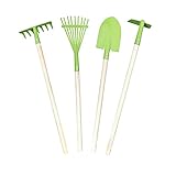 theener 4 TLG Gartengeräte Set Garten Schaufel Laub Rechen Harke Hacke Kinder Hochbeet