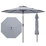 COSTWAY Sonnenschirm 270 cm, Gartenschirm mit Kurbel, beidseitig um 35° knickbar, Terrassenschirm mit 8 Rippen, Balkonschirm, Marktschirm für Garten, Balkon, Terrasse (Grau)