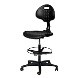 topsit IND102 Arbeitsstuhl aus Polyurethan, ergonomischer Bürohocker, Werkstattstuhl, höhenverstellbar und mit Verstellbarer Rückenlehne, leicht zu reinigen, Stabiler Stuhl mit verstellbarem Fußring.